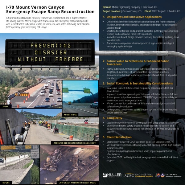 Muller Engineering Company - I-70 Mount Vernon Canyon Emergency Escape Ramp Reconstruction